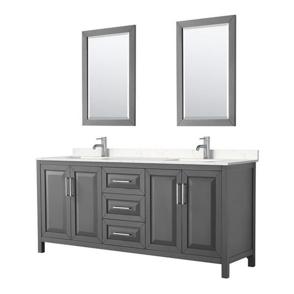Wyndham Collection Daria 80" Light-Vein Wood Double Bathroom Vanity in Gray