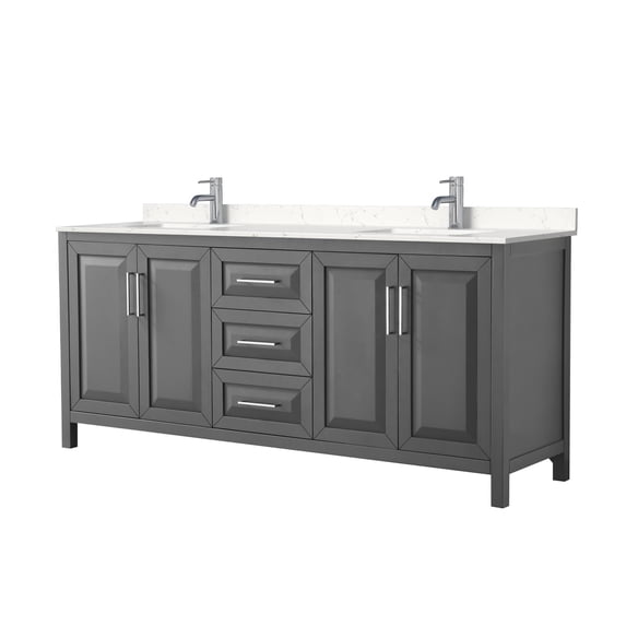 Wyndham Collection Daria 80" No Mirror Wood Double Bathroom Vanity in Dark Gray