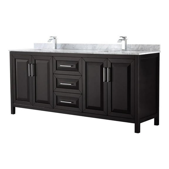 Wyndham Collection Daria 80" No Mirror Wood Double Bathroom Vanity in Espresso