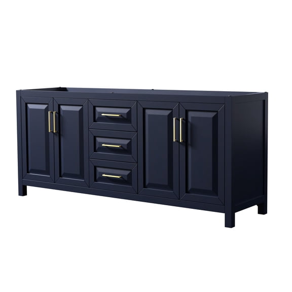 Wyndham Collection Daria 80" No-Sink Wood Double Bathroom Vanity in Gold/Blue