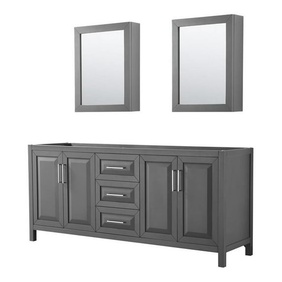 Wyndham Collection Daria 80" No-Sink Wood Double Bathroom Vanity in Gray/Chrome