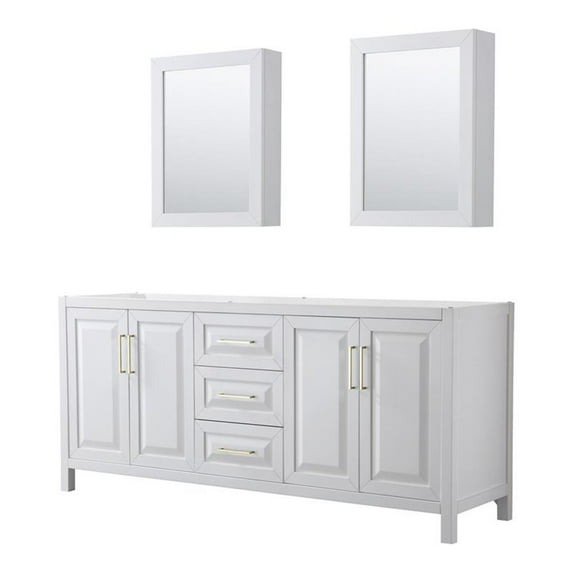 Wyndham Collection Daria 80" No-Sink Wood Double Bathroom Vanity in White/Gold