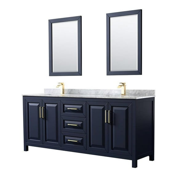 Wyndham Collection Daria 80" Square Sinks Wood Double Bathroom Vanity in Blue