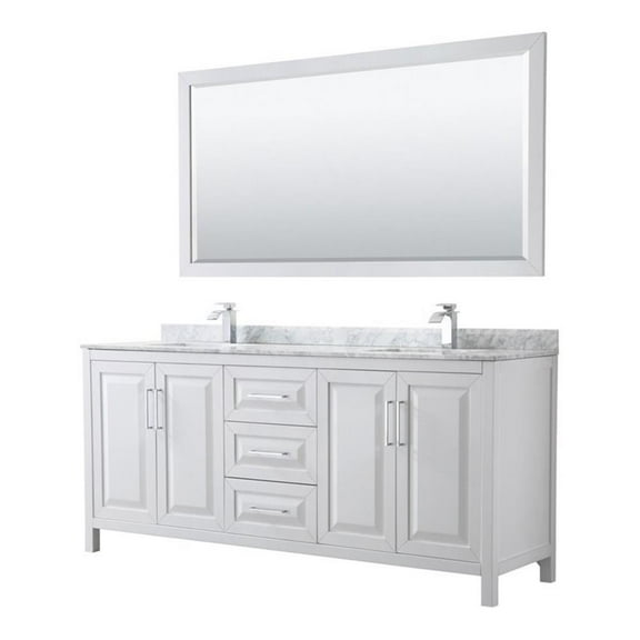 Wyndham Collection Daria 80" Square-Sinks Wood Double Bathroom Vanity in White