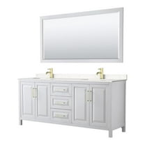 Wyndham Collection Daria 80" Wood & Carrara Double Bathroom Vanity in White/Gold