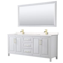 Wyndham Collection Daria 80" Wood & Carrara Double Bathroom Vanity in White/Gold