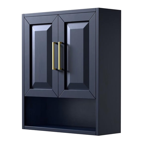 Wyndham Collection Daria Wood Wall-Mounted Storage Cabinet in Blue/Gold