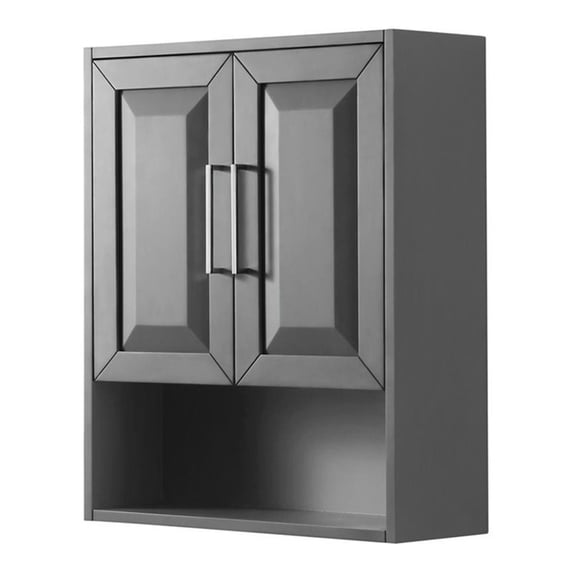 Wyndham Collection Daria Wood Wall-Mounted Storage Cabinet in Gray/Chrome