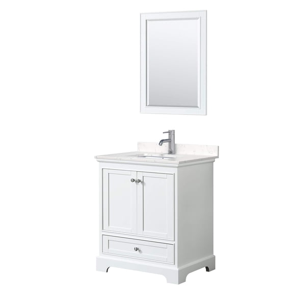 Wyndham Collection Deborah 30" Light-Vein Wood Single Bathroom Vanity in White