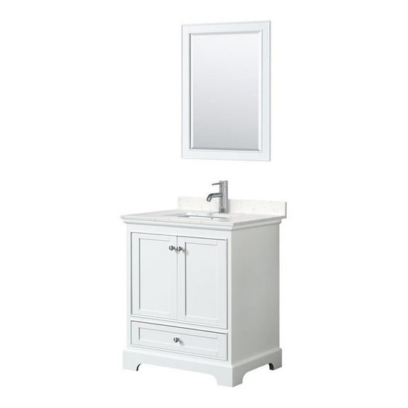 Wyndham Collection Deborah 30" Light-Vein Wood Single Bathroom Vanity in White