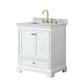 thumbnail image 1 of Wyndham Collection Deborah 30" Metal Single Bathroom Vanity in Gold/White, 1 of 5