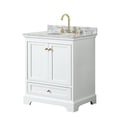 thumbnail image 1 of Wyndham Collection Deborah 30" Metal & Wood Single Bathroom Vanity in White/Gold, 1 of 5
