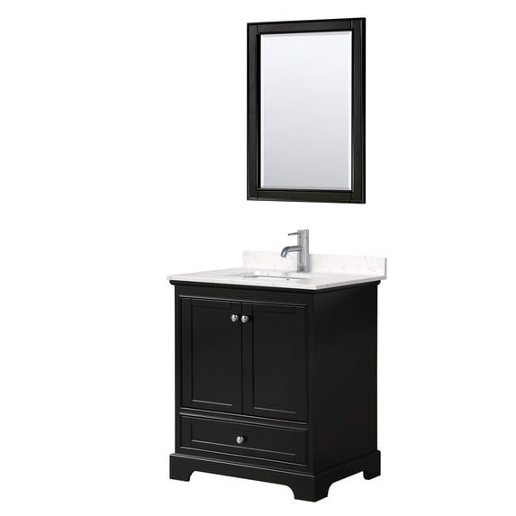 Wyndham Collection Deborah 30" Mirror Wood Single Bathroom Vanity in Espresso