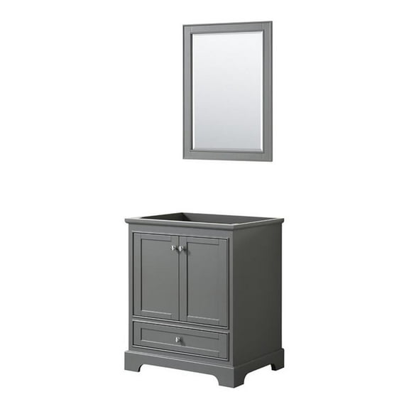 Wyndham Collection Deborah 30" Wood Single Bathroom Vanity with Mirror in Gray