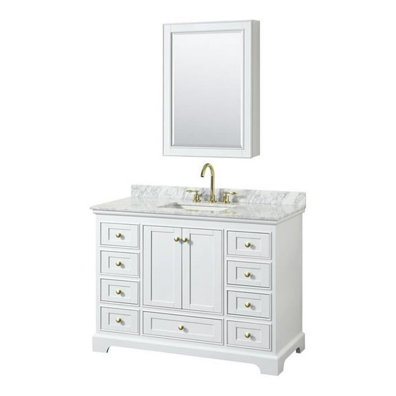 Wyndham Collection Deborah 48" Plywood Single Bathroom Vanity in White/Gold