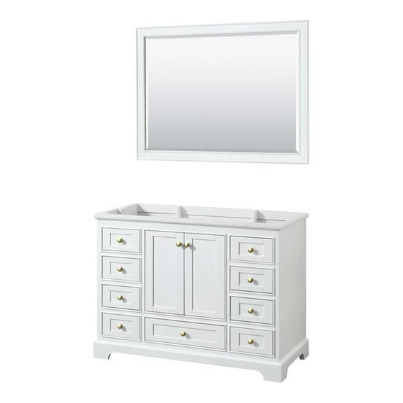 Wyndham Collection Deborah 48" Wood Single Bathroom Vanity in Gold Trim/White