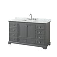 thumbnail image 1 of Wyndham Collection Deborah 60" Marble-Top Wood Single Bathroom Vanity in Gray, 1 of 4