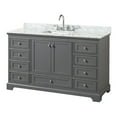 thumbnail image 1 of Wyndham Collection Deborah 60" Marble-Top Wood Single Bathroom Vanity in Gray, 1 of 2
