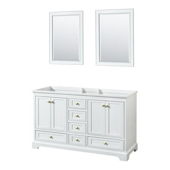 Wyndham Collection Deborah 60" Plywood Double Bathroom Vanity in Gold/White