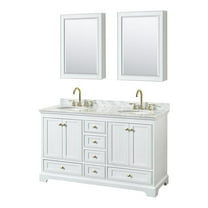 Wyndham Collection Deborah 60" Wood Double Bathroom Vanity in White/Brushed Gold