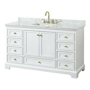 Wyndham Collection Deborah 60" Wood Single Bathroom Vanity in Gold Trim/White