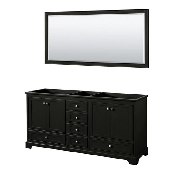Wyndham Collection Deborah 72" Plywood Double Bathroom Vanity in Dark Espresso