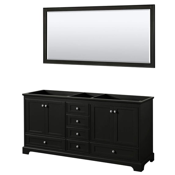 Wyndham Collection Deborah 72" Plywood Double Bathroom Vanity in Dark Espresso