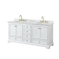 thumbnail image 1 of Wyndham Collection Deborah 72" Wood Double Bathroom Vanity in White/Gold Trim, 1 of 6