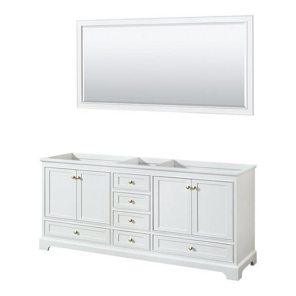 Wyndham Collection Deborah 80" No Sink Wood Double Bathroom Vanity in White/Gold
