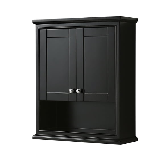 Wyndham Collection Deborah Wood Wall-Mounted Storage Cabinet in Espresso/Chrome