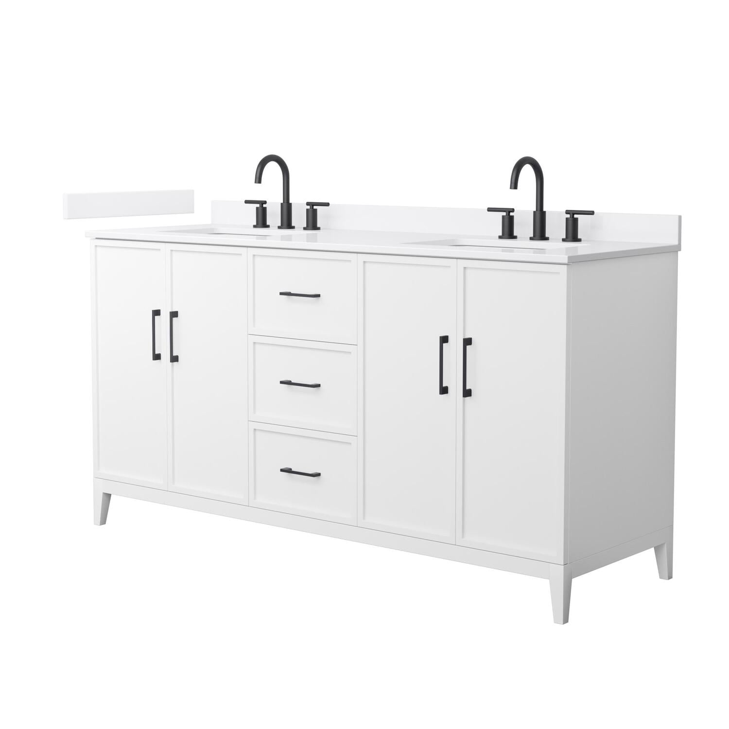 Wyndham Collection Elan 66 Inch Double Bathroom Vanity in White, White ...
