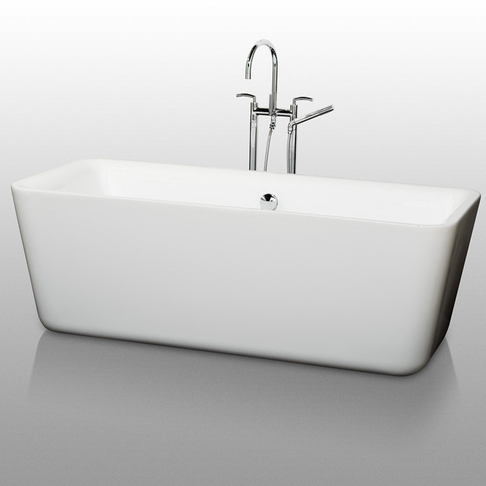 Emily 69'' White Freestanding Acrylic Bathtub with Chrome Trim