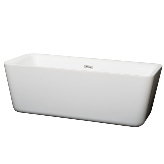 Wyndham Collection Emily 68.88" Acrylic Freestanding Bathtub in White/Chrome