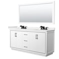 thumbnail image 1 of Wyndham Collection Icon 72 Inch Double Bathroom Vanity in White, White Quartz Countertop, Undermount Square Sinks (3-Hole), Matte Black Trim, 70 Inch Mirror, 1 of 6