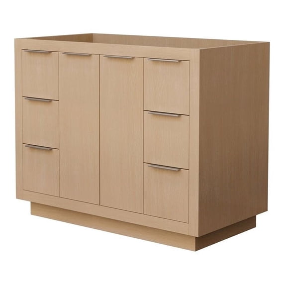 Wyndham Collection Maroni 41.25" Wood Single Bathroom Vanity in Natural/Straw