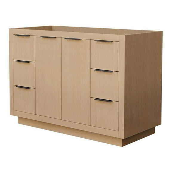 Wyndham Collection Maroni 47.25" Wood Single Bathroom Vanity in Natural/Black