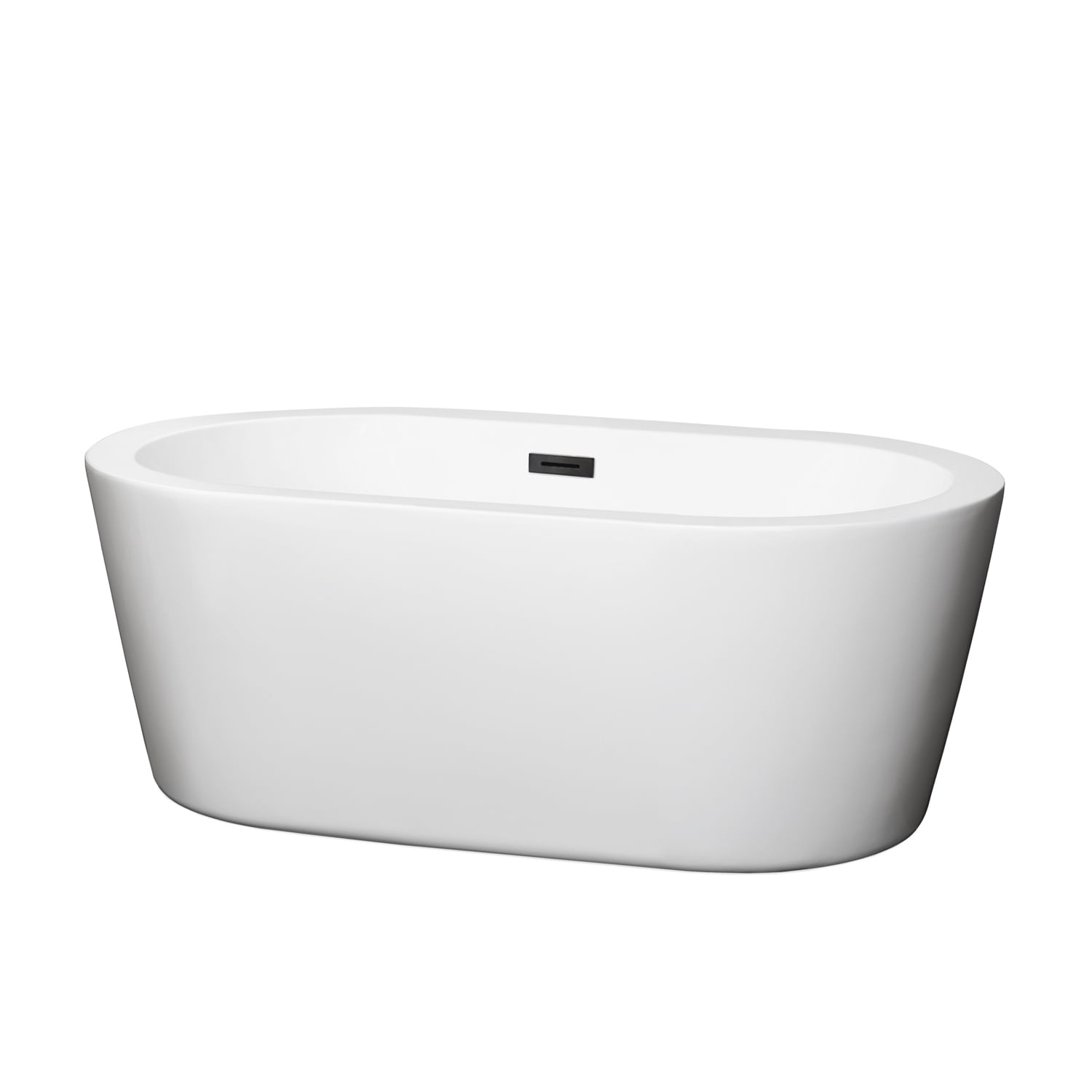 Mermaid 60'' White Acrylic Freestanding Bathtub with Matte Black Trim