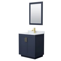 Wyndham Collection Miranda 30" Marble & Wood Single Bathroom Vanity in Blue/Gold