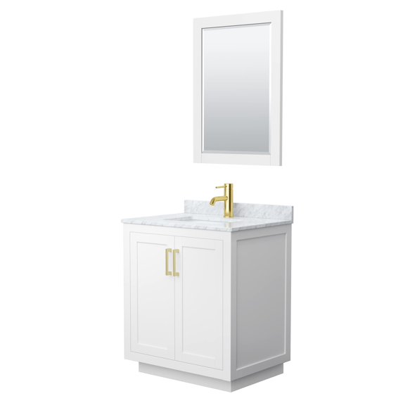 Wyndham Collection Miranda 30" Marble&Wood Single Bathroom Vanity in White/Gold