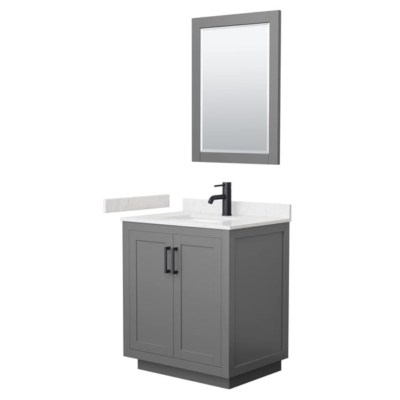 Wyndham Collection Miranda 30" Mirror Wood Single Bathroom Vanity in Gray