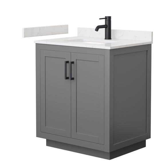 Wyndham Collection Miranda 30" No Mirror Wood Single Bathroom Vanity in Gray
