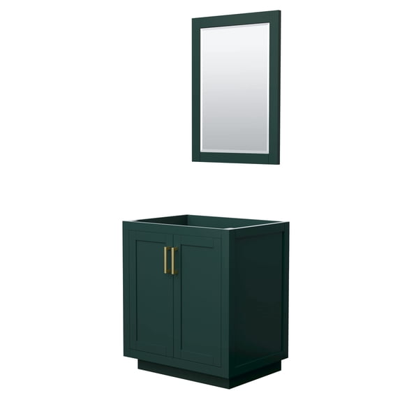 Wyndham Collection Miranda 30" No Sink Wood Single Bathroom Vanity in Green/Gold