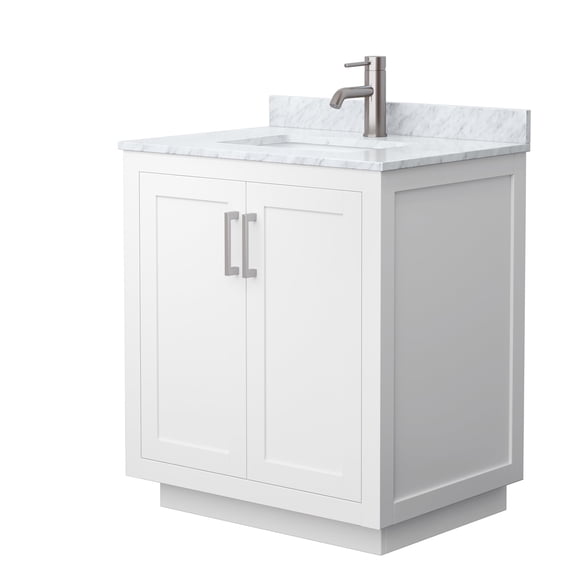 Wyndham Collection Miranda 30" Wood&Metal Single Bathroom Vanity in White/Nickel