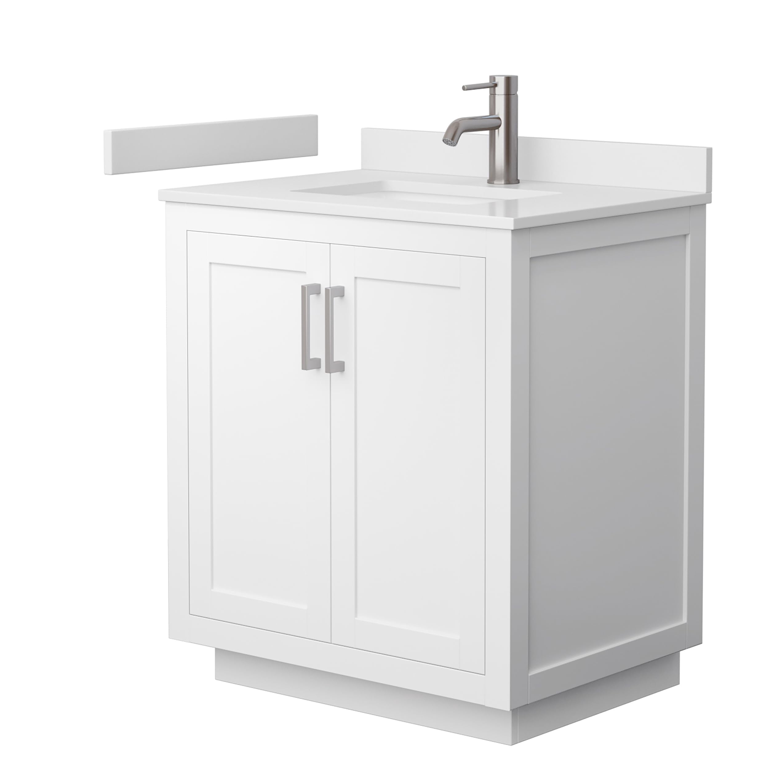Wyndham Collection Miranda 30" Wood Single Bathroom Vanity in Brush Nickel/White