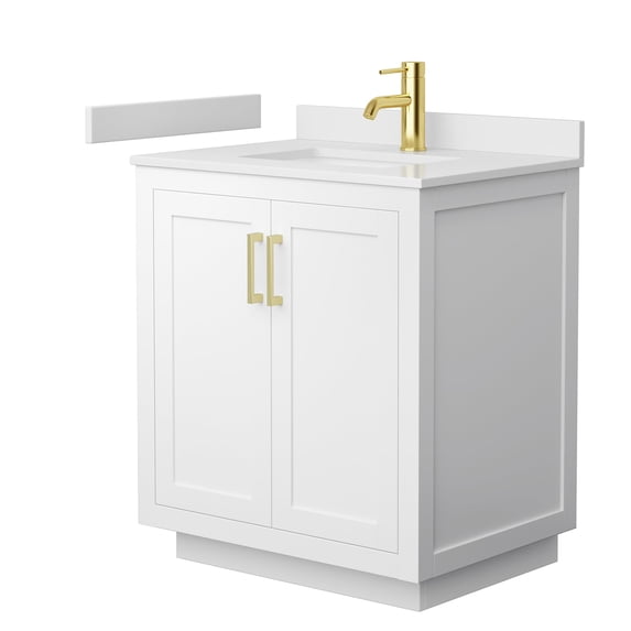 Wyndham Collection Miranda 30" Wood Single Bathroom Vanity in Brushed Gold/White