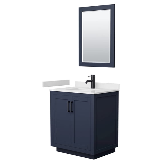 Wyndham Collection Miranda 30" Wood Single Bathroom Vanity in Dark Blue/Black