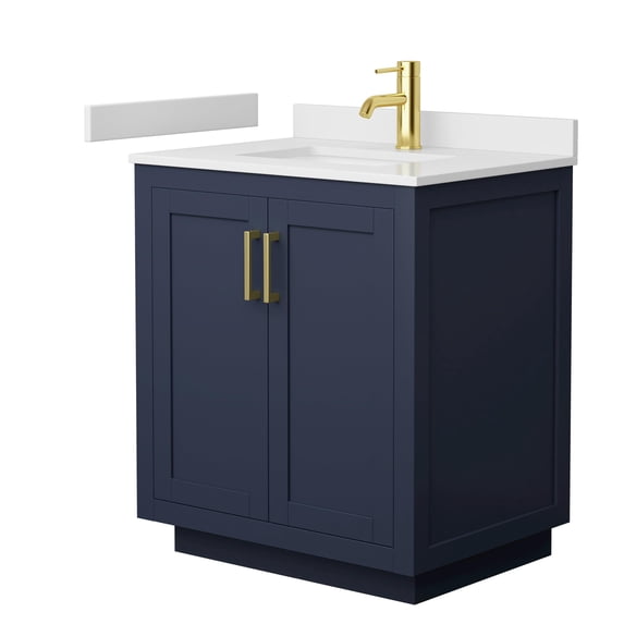 Wyndham Collection Miranda 30" Wood Single Bathroom Vanity in Dark Blue/Gold