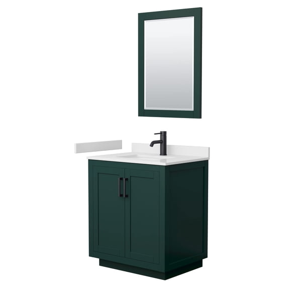 Wyndham Collection Miranda 30" Wood Single Bathroom Vanity in Green/Matte Black