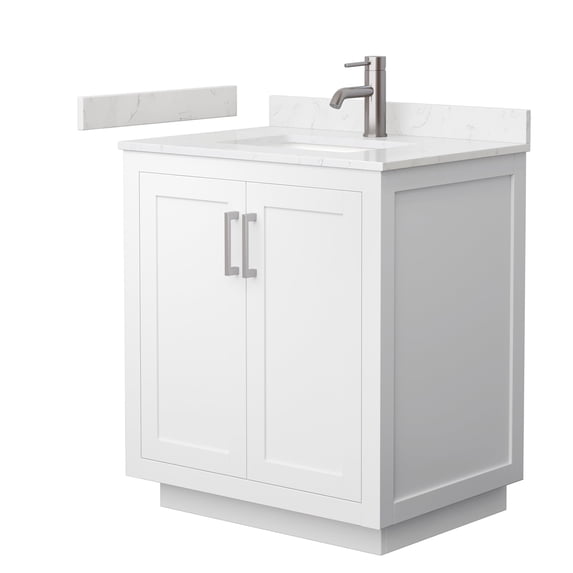 Wyndham Collection Miranda 30" Wood Single Bathroom Vanity in Nickel Trim/White