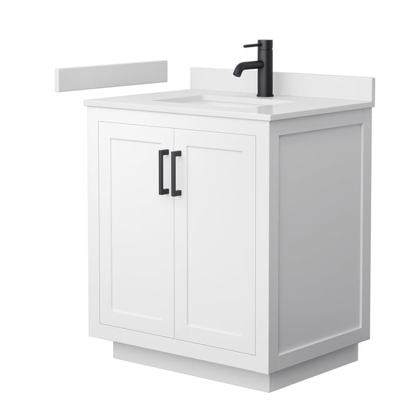 Wyndham Collection Miranda 30" Wood Single Bathroom Vanity in White/Matte Black